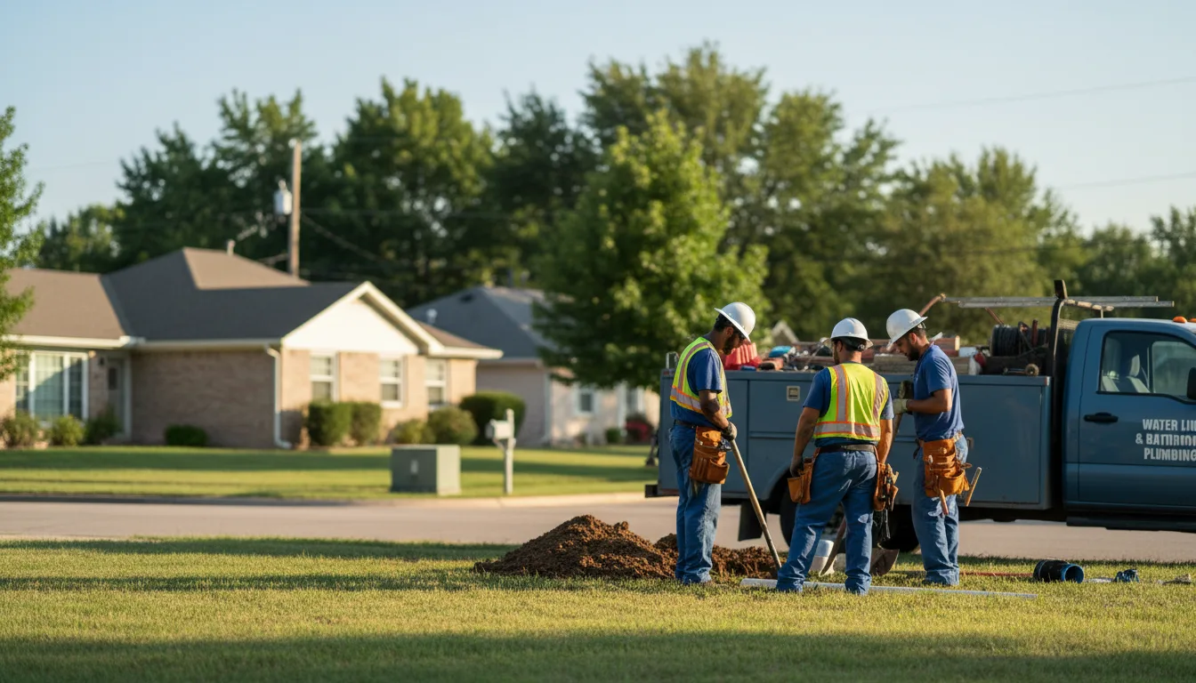 Residential water line and bathroom plumbing service in Holland, IA
